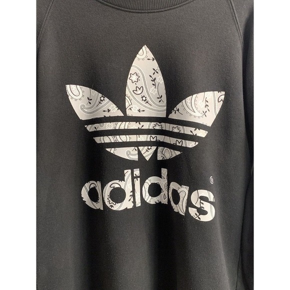 ADIDAS Mens M Jumper Cotton Blend Pullover Sweater Relaxed Fit Paisley - Picture 4 of 7